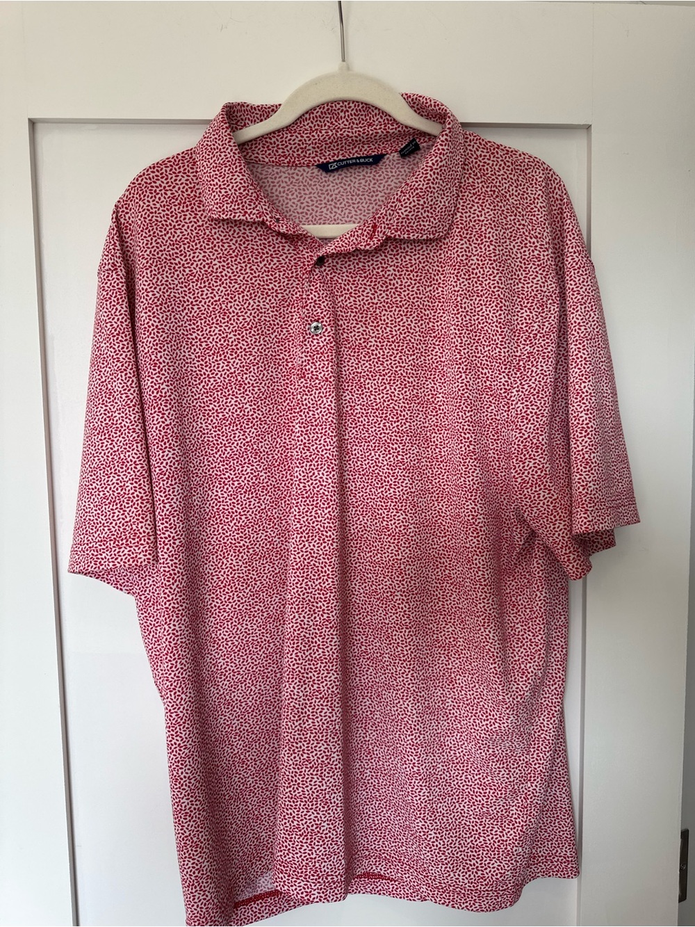Cutter & Buck Red/Pink Patterned Short Sleeve Golf Polo - XL